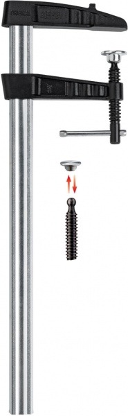 Струбцина BESSEY TGK, из ковкого чугуна, с Т-образной ручкой, 1000х120 мм. BE-TGK100K