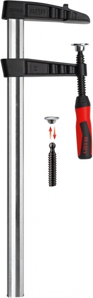 Струбцина BESSEY TGK, из ковкого чугуна, с двухкомпонентной ручкой Best-Comfort, 2500х120 мм. BE-TGK250-2K